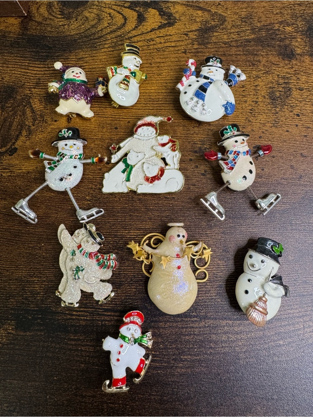 Assorted Snowman Holiday Brooches - Multicolor, Christmas, July